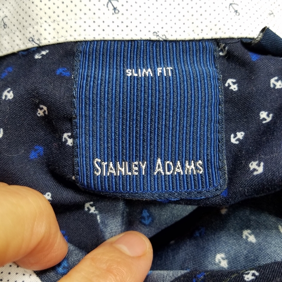 Stanley Adams Slim Fit Short Sleeve Button Down Shirt Size 15.5.Pit to pit app - Picture 6 of 9